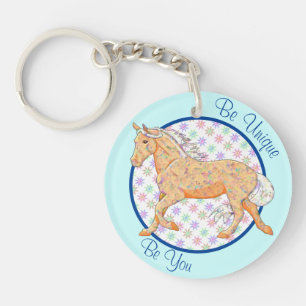Oranje palomino (blauw/paars) sleutelhanger