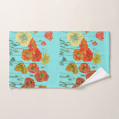 Oranje papaver Aqua Floral art Bad Handdoek (Handdoek)