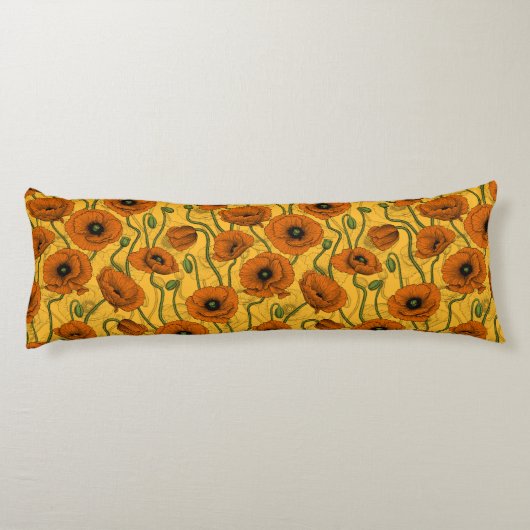 Oranje papaver lichaamskussen (Achterkant)