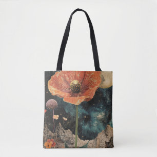 Oranje papaver onder maanlicht draagtas