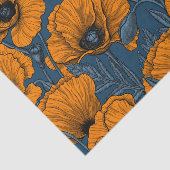 Oranje papaver op donkerblauw tissuepapier (Detail)