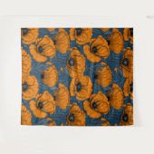 Oranje papaver op donkerblauw wandkleed (Voorkant (horizontaal))