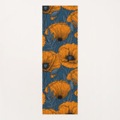 Oranje papaver op donkerblauw yogamat (Voorkant)