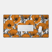 Oranje papaver op wit bureaumat (Keyboard & Muis)