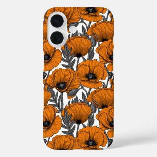 Oranje papaver op wit Case-Mate iPhone case (Achterkant)
