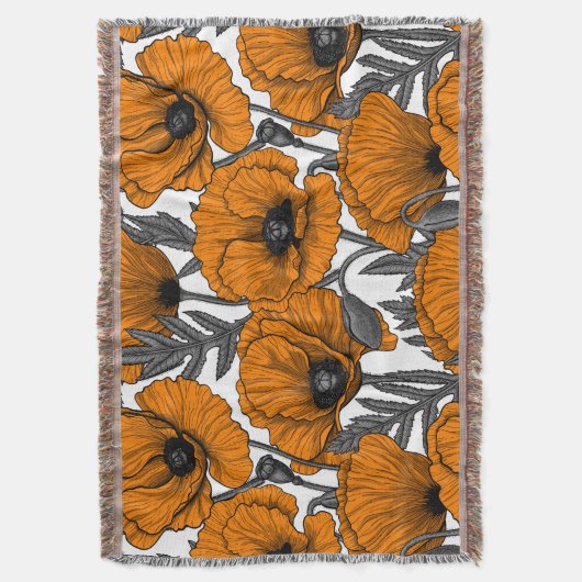 Oranje papaver op wit deken (Voorkant Verticaal)