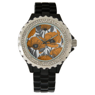 Oranje papaver op wit horloge
