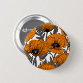Oranje papaver op wit ronde button 5,7 cm (Voorkant /achterkant)