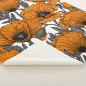 Oranje papaver op wit sherpa deken (3/4)