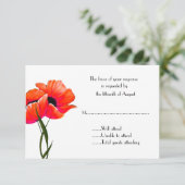 Oranje papaver-reiskaart RSVP kaartje (Staand voorkant)