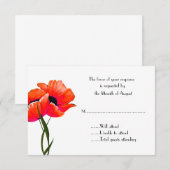 Oranje papaver-reiskaart RSVP kaartje (Voorkant / Achterkant)