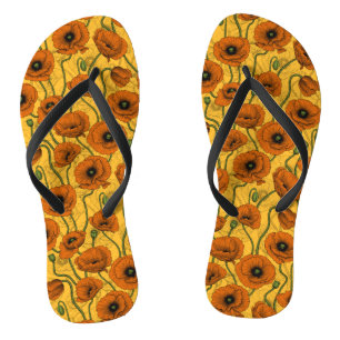 Oranje papaver teenslippers