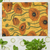 Oranje papaver theedoek (Gevouwen)