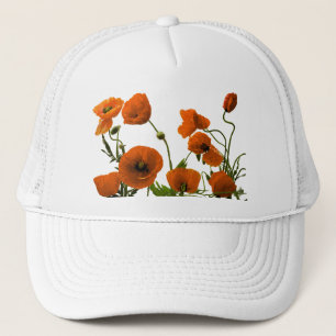 Oranje papaver Waterverf Floral White Trucker Pet