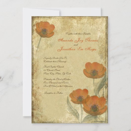  Oranje papaver-weddenschappen Kaart (Voorkant)