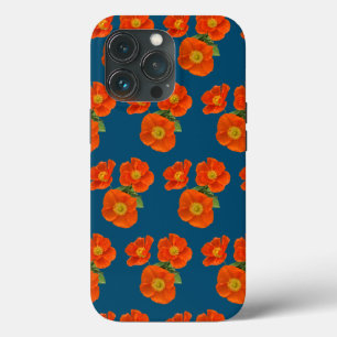 Oranje papaverbloemen iPhone 13 pro hoesje