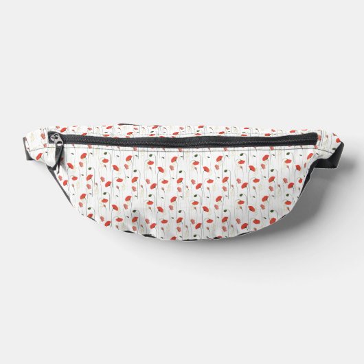 Oranje papavers op witte Fanny Pack Heuptasje (Liggend)