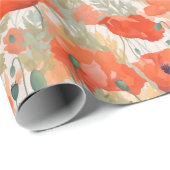 Oranje papaverweide cadeaupapier (Rol Hoek)