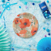 Oranje papaverweide papieren bordje (Feest)