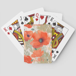 Oranje papaverweide pokerkaarten