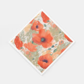 Oranje papaverweide servet (Hoek)