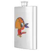 Oranje papegaai cartoon heupfles (Links)