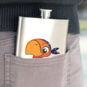 Oranje papegaai cartoon heupfles (Voorbeeld)