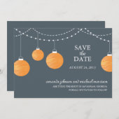 Oranje papieren lantaarnbruiloft bespaart datum save the date (Voorkant / Achterkant)