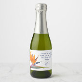 Oranje paradijsvogel bruiloft champagne sparkling wijnetiket (Voorkant)