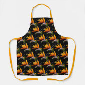 Oranje Paradijsvogel Plant Patroon op zwart Schort (Voorkant)