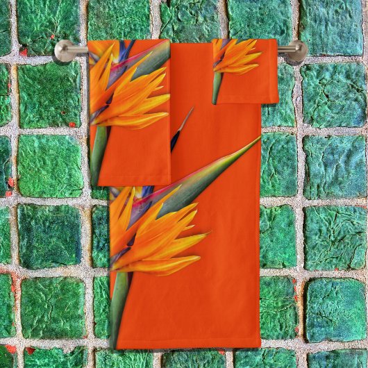 Oranje paradijsvogelhanddoekset bad handdoek