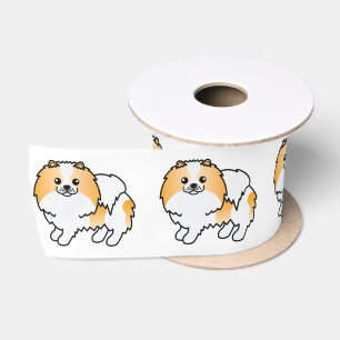 Oranje Parti-Kleur Pomeranian Lieve Cartoon Hond Lint