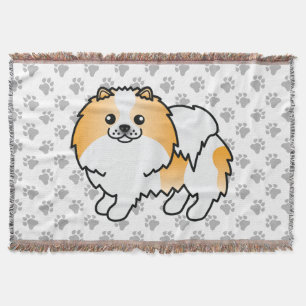 Oranje Parti-Kleur Pomeranian Lieve Hond & Pootjes Deken
