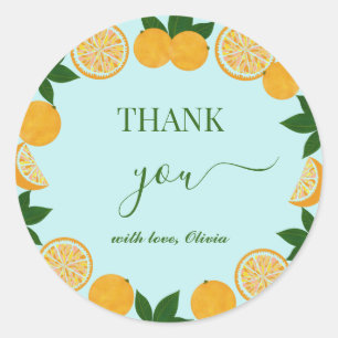 Oranje Party Fruit Fresh Baby cadeau Ronde Sticker