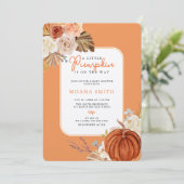 Oranje Pastel Boho Pompoen Herfst Baby shower (Staand voorkant)