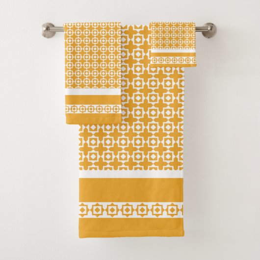 Oranje Patchwork Bad Handdoek (Insitu)