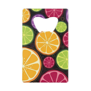 Oranje patroon en achtergrond kredietkaart flessenopener