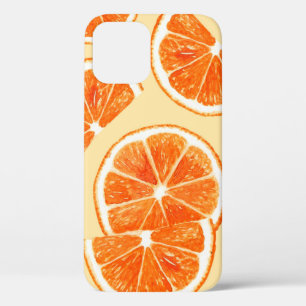 oranje patroon fruit, dieetvoeding, waterverf iPhone 12 hoesje
