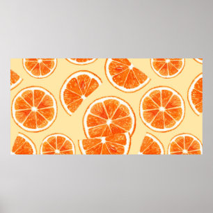 oranje patroon fruit, dieetvoeding, waterverf poster