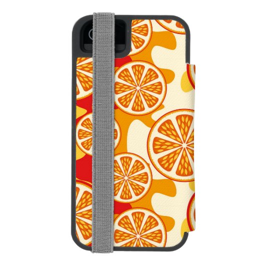 Oranje patroon incipio iPhone portemonnee hoesje (Agenda Achterkant)