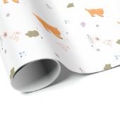 Oranje patroon met tablet en bladeren cadeaupapier (Rol Hoek)