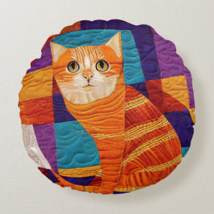Oranje patroon met tabletpatchwork Quilt Pattern Rond Kussen