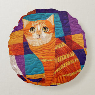 Oranje patroon met tabletpatchwork Quilt Pattern Rond Kussen