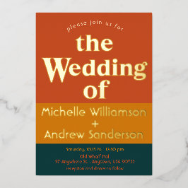 Oranje Pauw Modern Retro Folie Uitnodiging