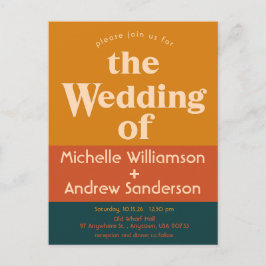 Oranje Pauw Modern Retro Uitnodiging Briefkaart