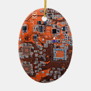Oranje PCB-printplaatontwerp voor IT-professionals Keramisch Ornament