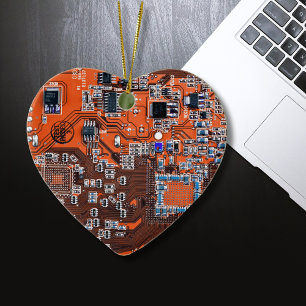 Oranje PCB-printplaatontwerp voor IT-professionals Keramisch Ornament