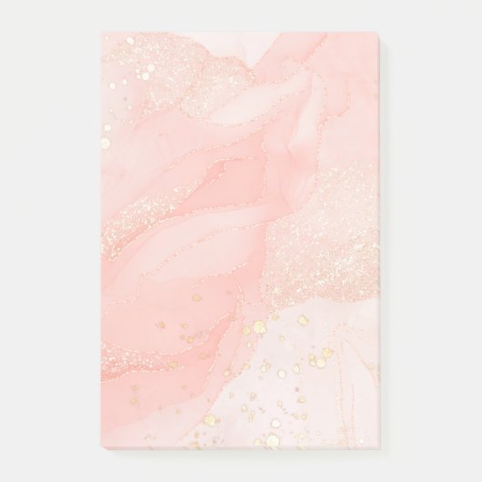 Oranje  Peach vloeibaar marmer Post-it® notes, 4 x Notes (Voorkant)