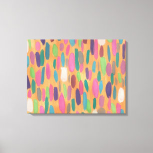 Oranje penseelstreken - Abstracte schilderkunst Canvas Afdruk