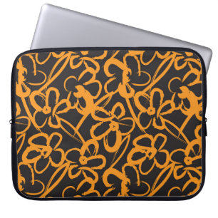 Oranje penseelstreken naadloze patroonback laptop sleeve